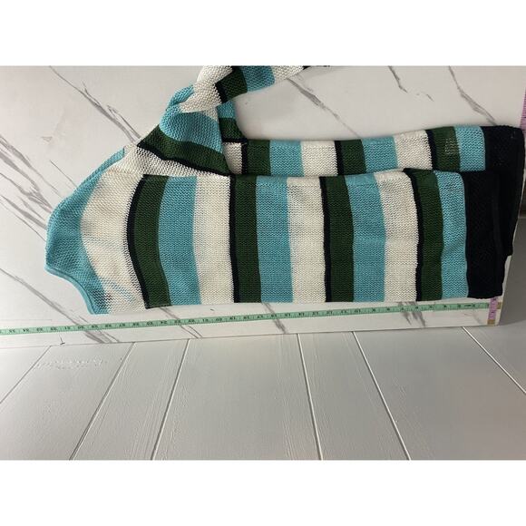 Talbots Mesh Striped Lightweight Sweater Plus Size 1X Linen Blend V-Neck - Picture 5 of 6